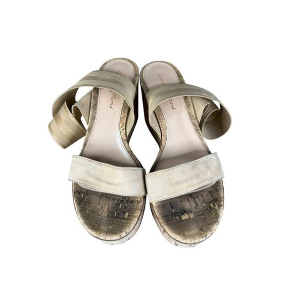 Gianvito Rossi Cork Wedge Sandals Nude Elastic Ankle Strap Size 36 US 6 - Picture 5 of 9